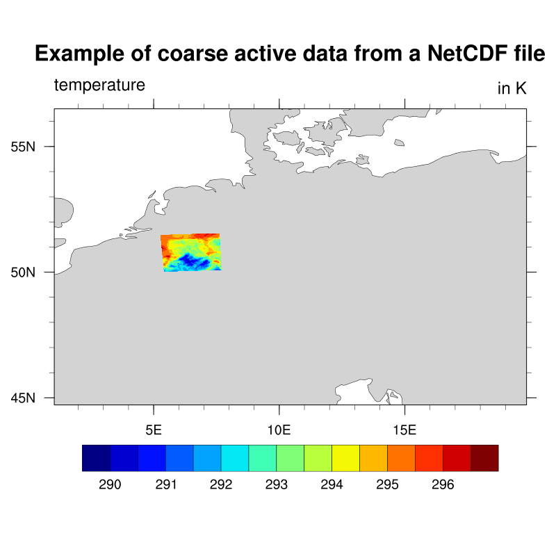 Example of coarse active data from netCDF files, in context of COSMO-DE