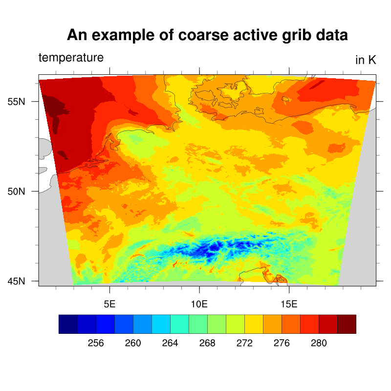 Example of coarse active data from grib files